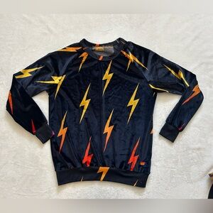 Aviator Nation   VELVET BOLT REPEAT CREW SWEATSHIRT - black